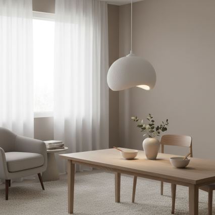 Brilagi - Lámpara colgante con cable YONTU 1xE27/40W/230V diámetro 34 cm blanca