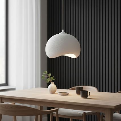 Brilagi - Lámpara colgante con cable YONTU 1xE27/40W/230V diámetro 34 cm blanca