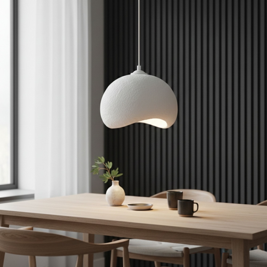 Brilagi - Lámpara colgante con cable YONTU 1xE27/40W/230V diámetro 34 cm blanca