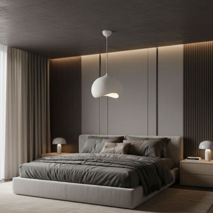 Brilagi - Lámpara colgante con cable YONTU 1xE27/40W/230V diámetro 34 cm blanca