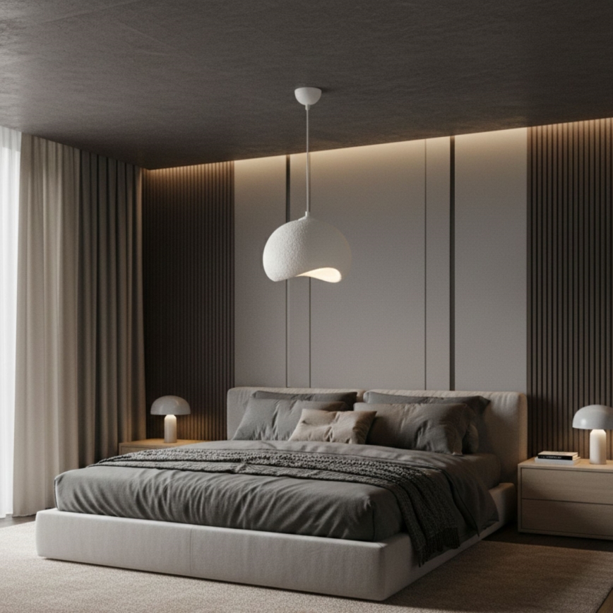 Brilagi - Lámpara colgante con cable YONTU 1xE27/40W/230V diámetro 34 cm blanca