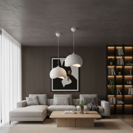 Brilagi - Lámpara colgante con cable YONTU 1xE27/40W/230V diámetro 34 cm blanca