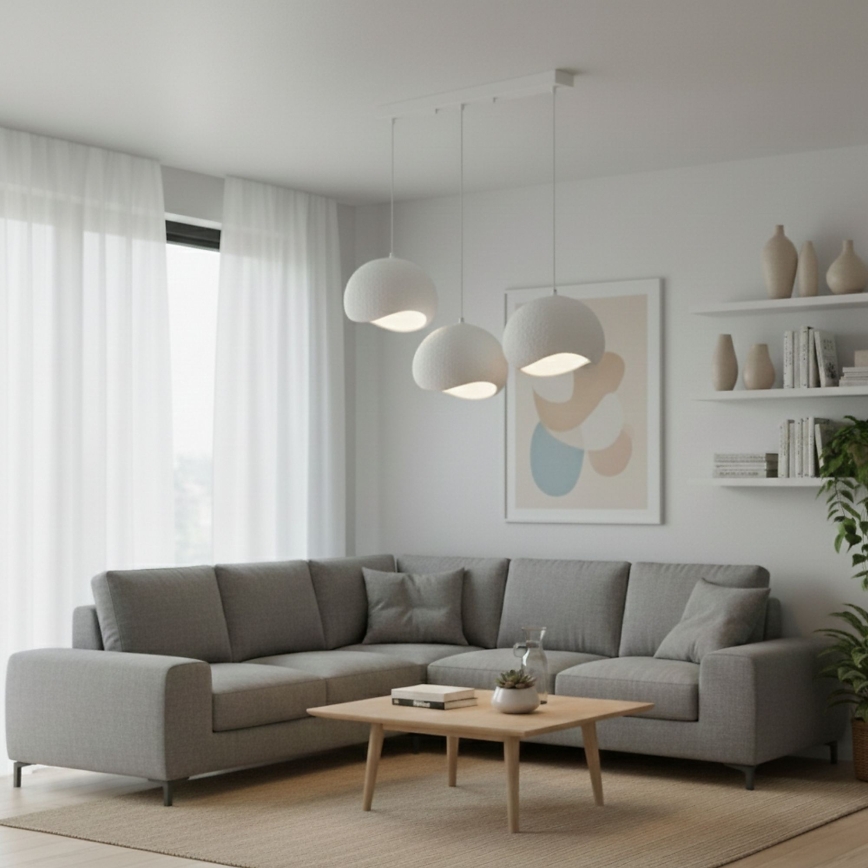 Brilagi - Lámpara colgante con cable YONTU 3xE27/40W/230V blanca