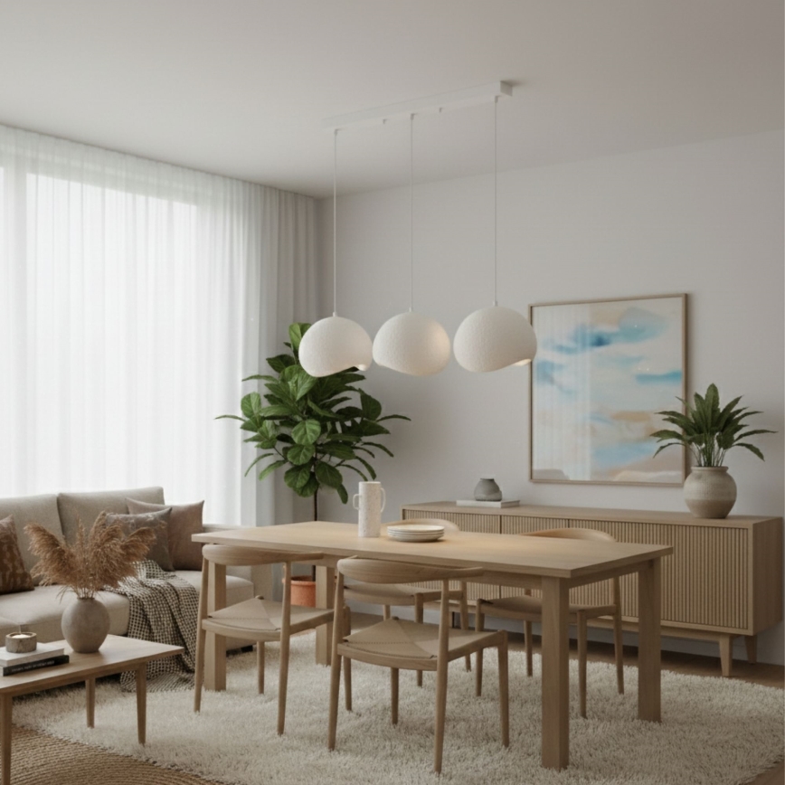 Brilagi - Lámpara colgante con cable YONTU 3xE27/40W/230V blanca