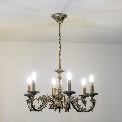 Brilagi - Lámpara colgante con cadena CLASSIC 6xE14/60W/230V latón