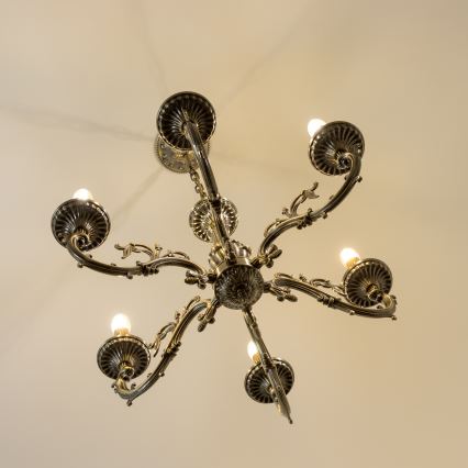 Brilagi - Lámpara colgante con cadena CLASSIC 6xE14/60W/230V latón