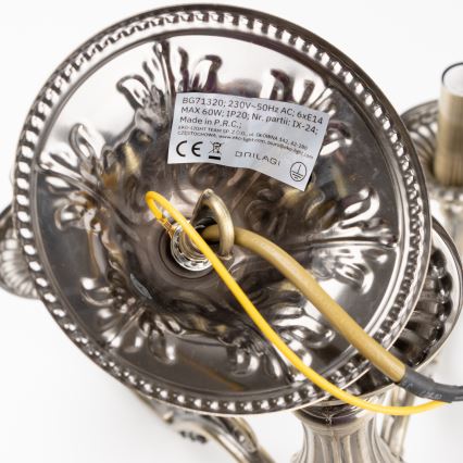 Brilagi - Lámpara colgante con cadena CLASSIC 6xE14/60W/230V latón