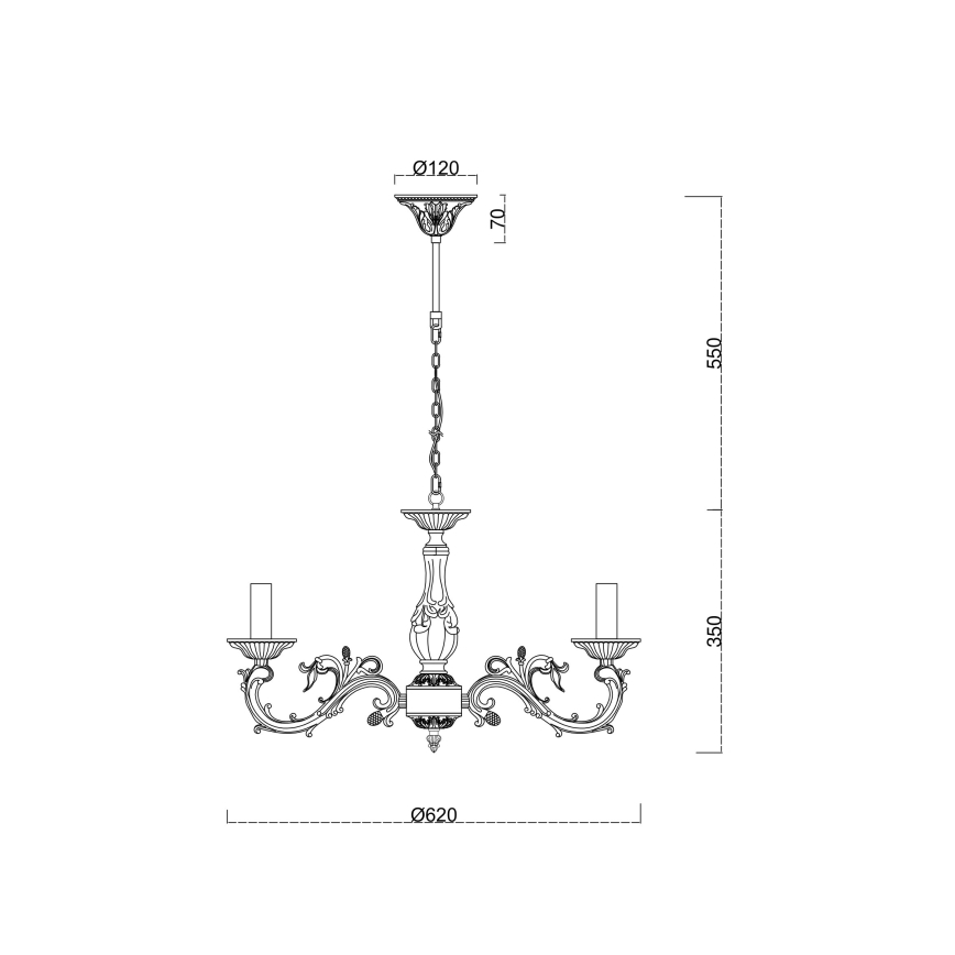 Brilagi - Lámpara colgante con cadena CLASSIC 6xE14/60W/230V latón