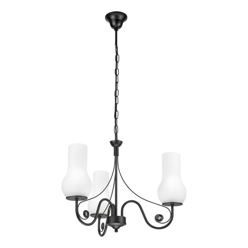 Brilagi - Lámpara colgante con cadena COTTAGE 3xE14/40W/230V negro/blanco