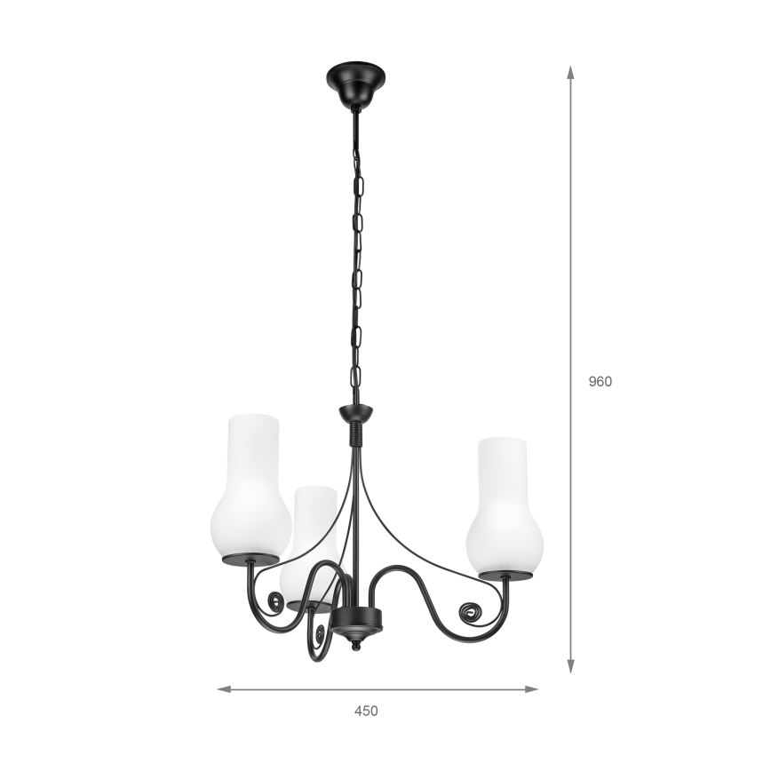 Brilagi - Lámpara colgante con cadena COTTAGE 3xE14/40W/230V negro/blanco