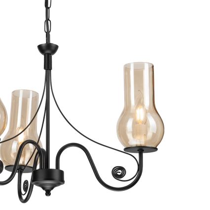 Brilagi - Lámpara colgante con cadena COTTAGE 3xE14/40W/230V negro/marrón
