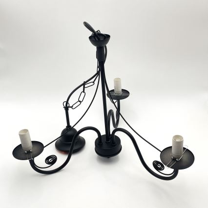 Brilagi - Lámpara colgante con cadena COTTAGE 3xE14/40W/230V negro/marrón