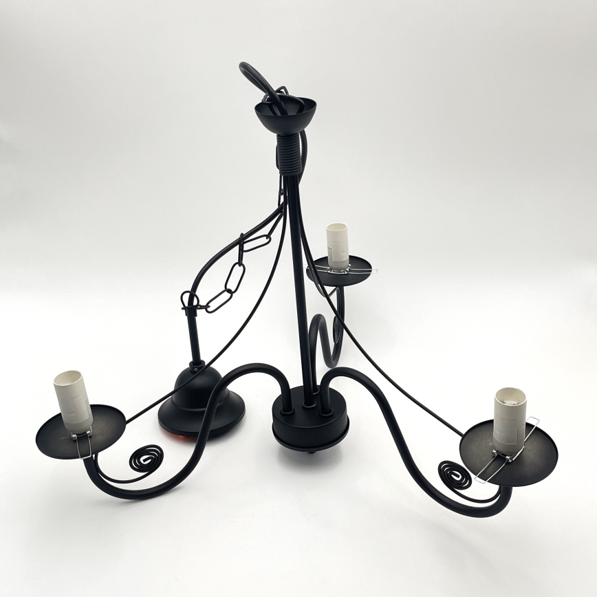 Brilagi - Lámpara colgante con cadena COTTAGE 3xE14/40W/230V negro/marrón
