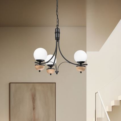 Brilagi - Lámpara colgante con cadena COTTAGE 3xG9/40W/230V haya/blanco