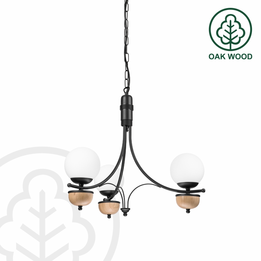 Brilagi - Lámpara colgante con cadena COTTAGE 3xG9/40W/230V haya/blanco