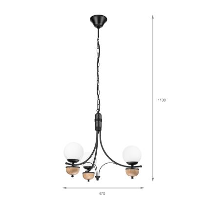 Brilagi - Lámpara colgante con cadena COTTAGE 3xG9/40W/230V haya/blanco
