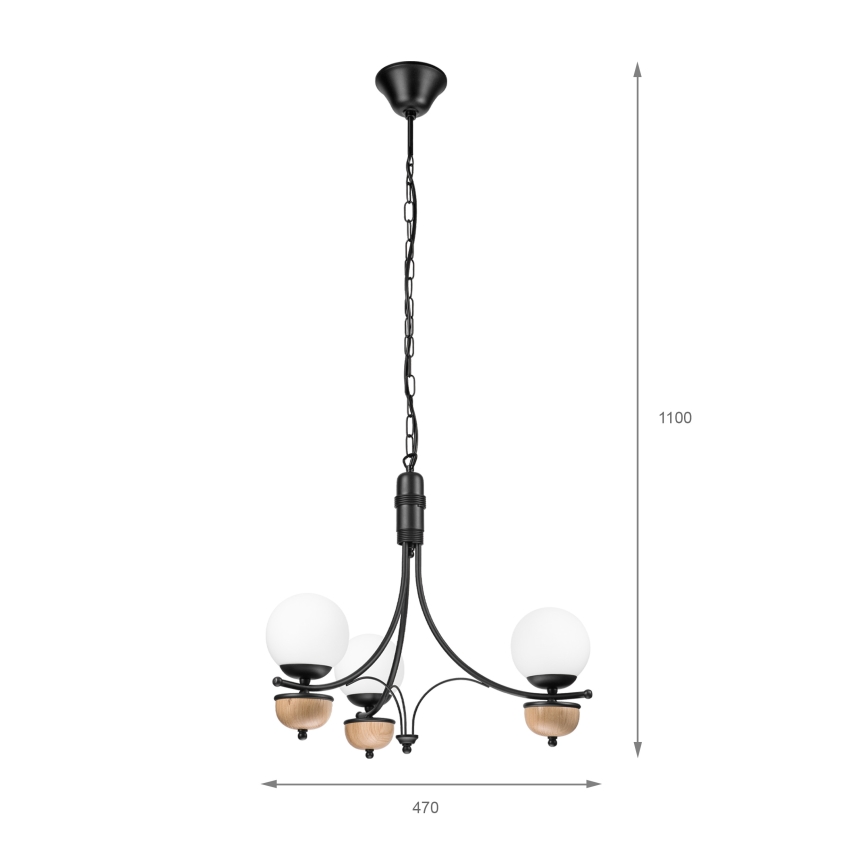 Brilagi - Lámpara colgante con cadena COTTAGE 3xG9/40W/230V haya/blanco