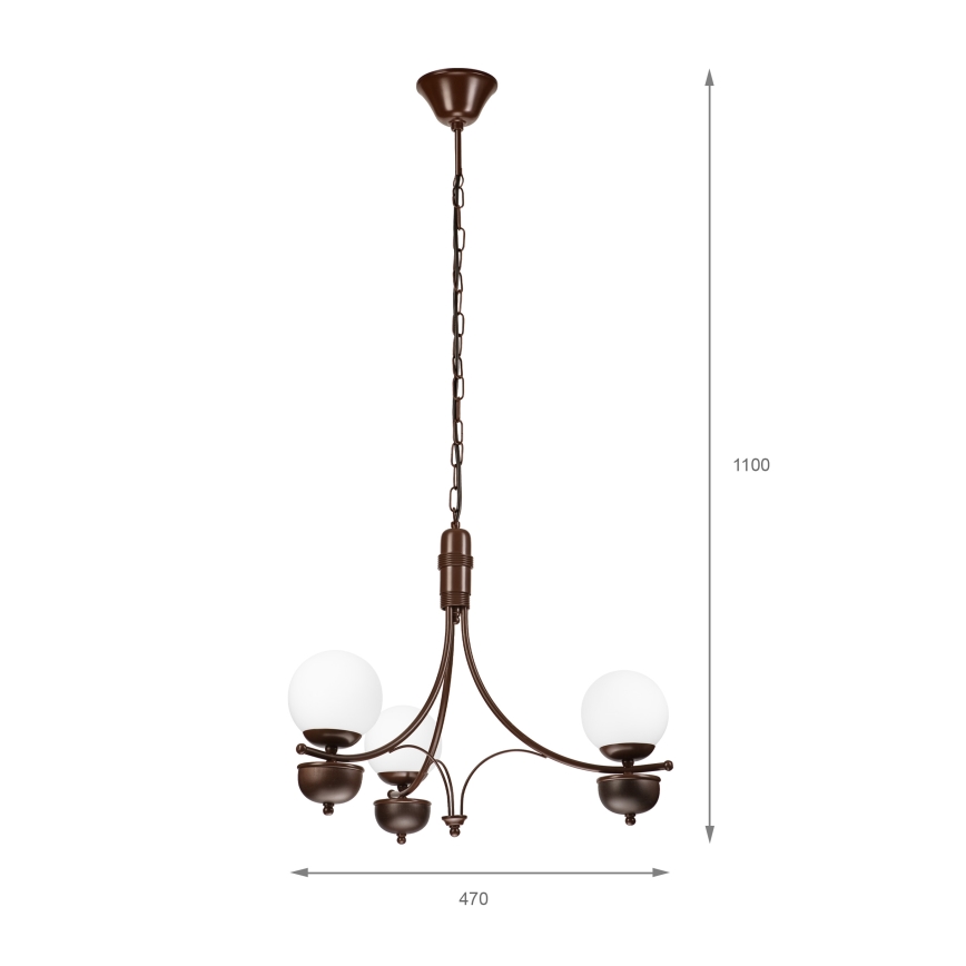 Brilagi - Lámpara colgante con cadena COTTAGE 3xG9/40W/230V roble/blanco