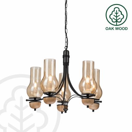 Brilagi - Lámpara colgante con cadena COTTAGE 5xE14/40W/230V haya/marrón