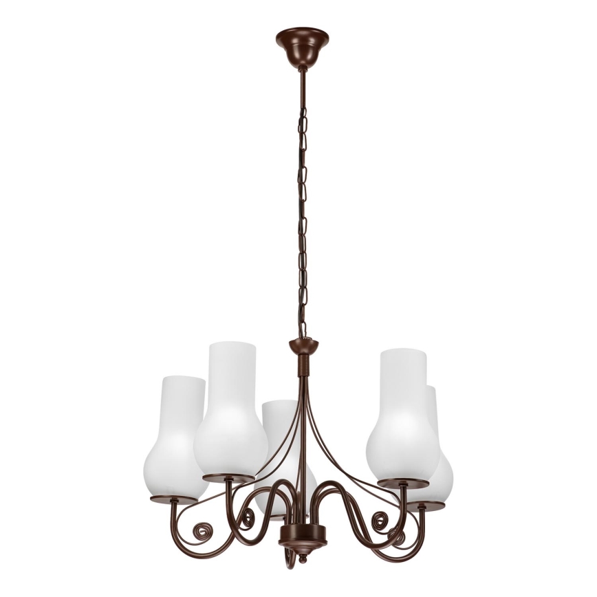 Brilagi - Lámpara colgante con cadena COTTAGE 5xE14/40W/230V marrón/blanco