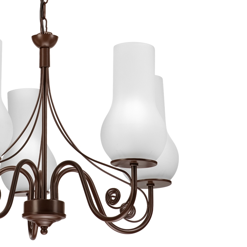 Brilagi - Lámpara colgante con cadena COTTAGE 5xE14/40W/230V marrón/blanco
