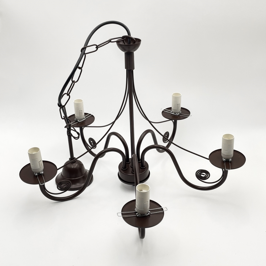 Brilagi - Lámpara colgante con cadena COTTAGE 5xE14/40W/230V marrón/blanco