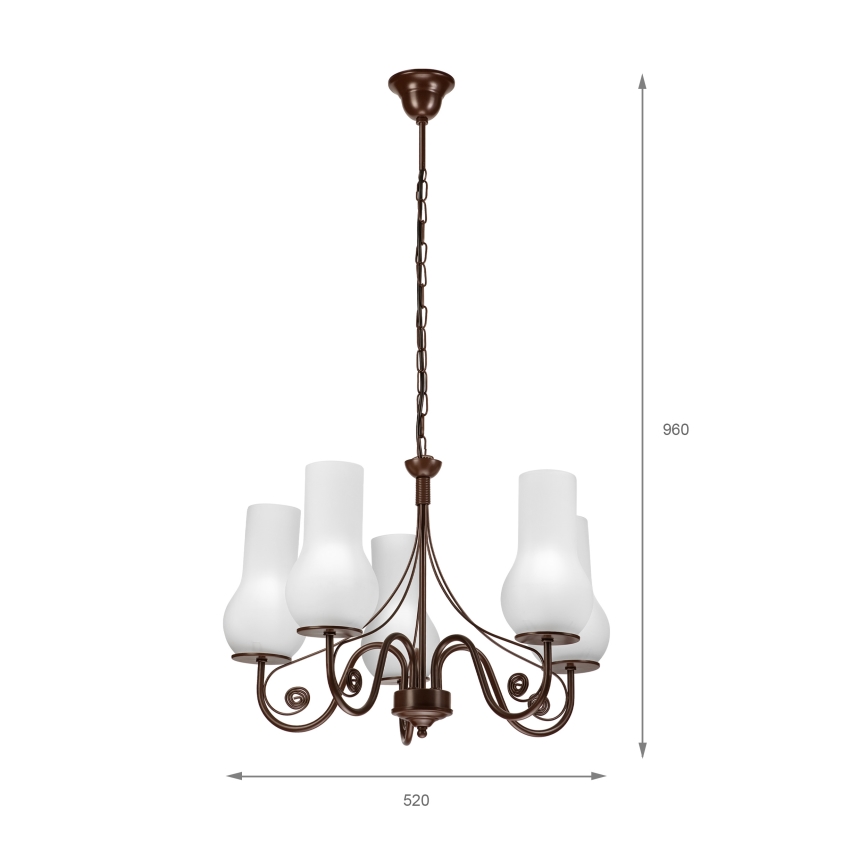 Brilagi - Lámpara colgante con cadena COTTAGE 5xE14/40W/230V marrón/blanco
