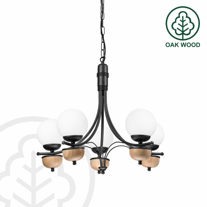 Brilagi - Lámpara colgante con cadena COTTAGE 5xG9/40W/230V haya/blanco