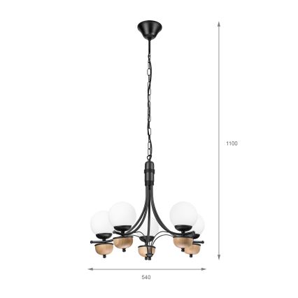 Brilagi - Lámpara colgante con cadena COTTAGE 5xG9/40W/230V haya/blanco