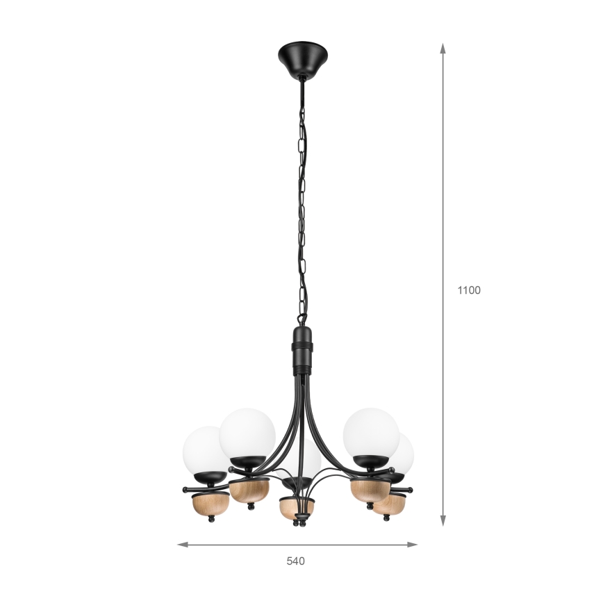 Brilagi - Lámpara colgante con cadena COTTAGE 5xG9/40W/230V haya/blanco