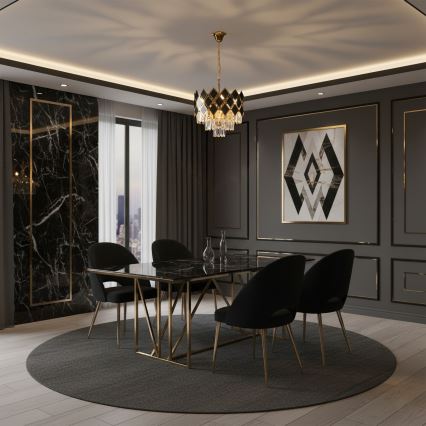 Brilagi - Lámpara colgante con cadena CRISTAL 5xE14/40W/230V Ø 38 cm dorado/negro