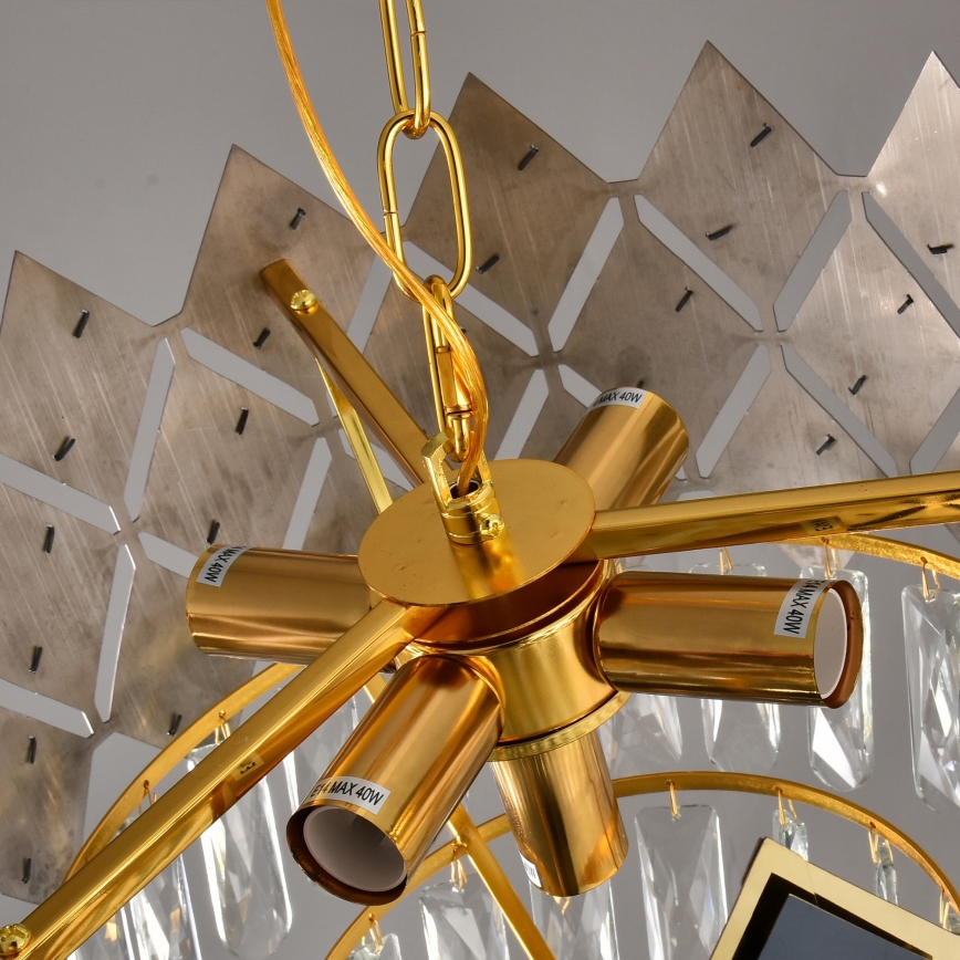 Brilagi - Lámpara colgante con cadena CRISTAL 5xE14/40W/230V Ø 38 cm dorado/negro