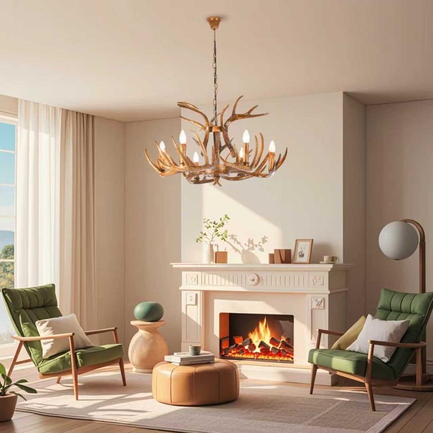 Brilagi - Lámpara colgante con cadena DEER 6xE14/10W/230V Ø 80 cm, diseño de cornamenta