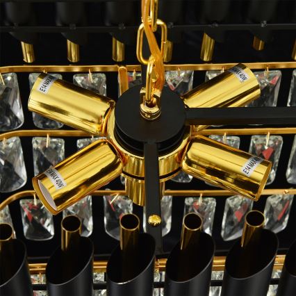 Brilagi - Lámpara colgante con cadena ECLIPSE 10xE14/10W/230V 78x28 cm negro/dorado