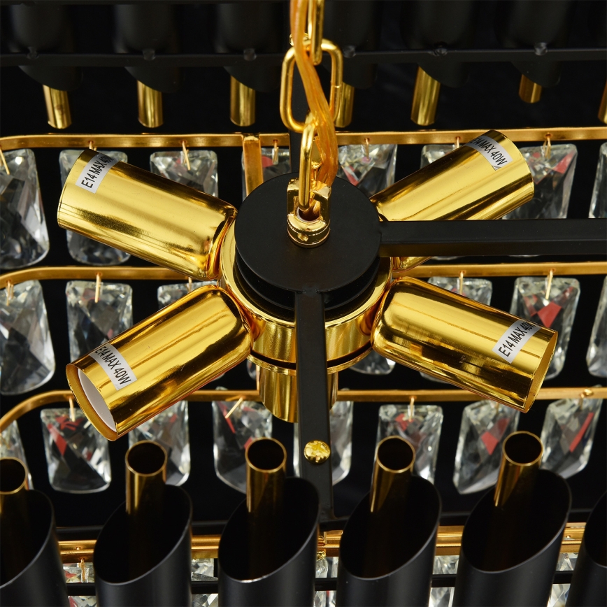 Brilagi - Lámpara colgante con cadena ECLIPSE 10xE14/10W/230V 78x28 cm negro/dorado