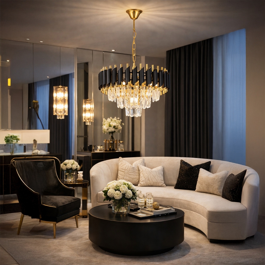 Brilagi - Lámpara colgante con cadena ECLIPSE 5xE14/10W/230V Ø 38 cm negro/dorado