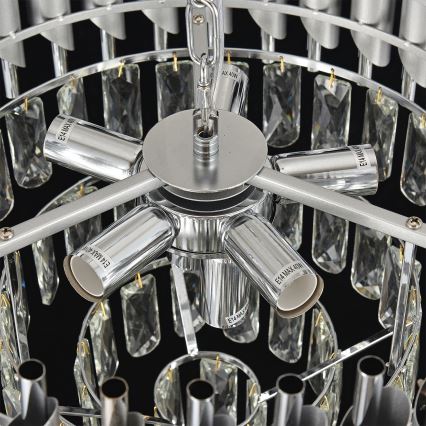 Brilagi - Lámpara colgante con cadena ECLIPSE 7xE14/10W/230V diámetro 48 cm plateada