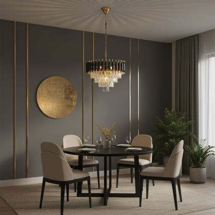 Brilagi - Lámpara colgante con cadena ECLIPSE 7xE14/10W/230V Ø 48 cm negro/dorado