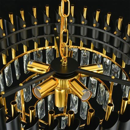 Brilagi - Lámpara colgante con cadena ECLIPSE 7xE14/10W/230V Ø 48 cm negro/dorado