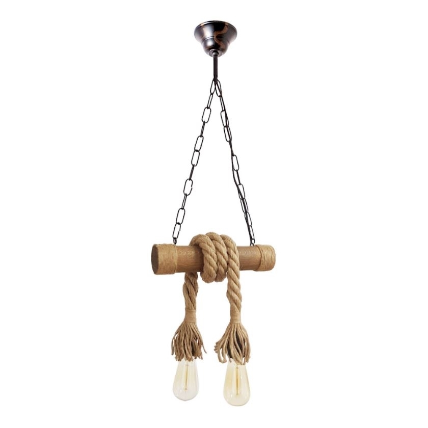 Brilagi - Lámpara colgante con cadena KOS 2xE27/60W/230V haya