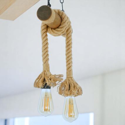 Brilagi - Lámpara colgante con cadena KOS 2xE27/60W/230V haya