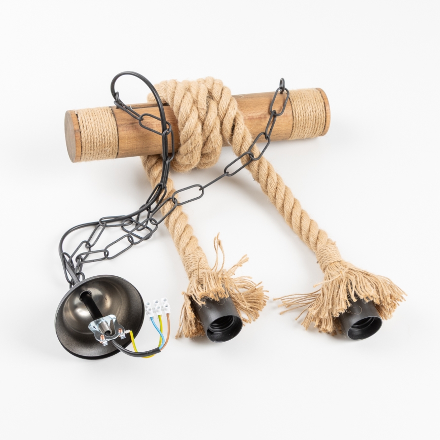 Brilagi - Lámpara colgante con cadena KOS 2xE27/60W/230V haya