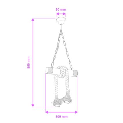 Brilagi - Lámpara colgante con cadena KOS 2xE27/60W/230V haya