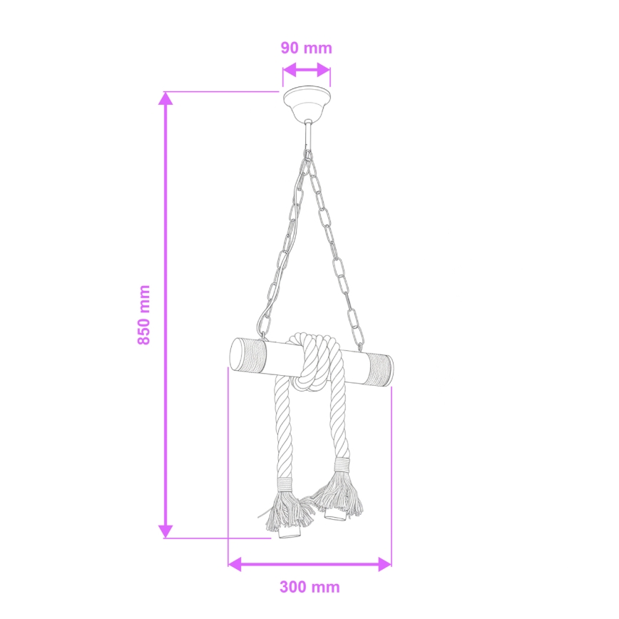 Brilagi - Lámpara colgante con cadena KOS 2xE27/60W/230V haya