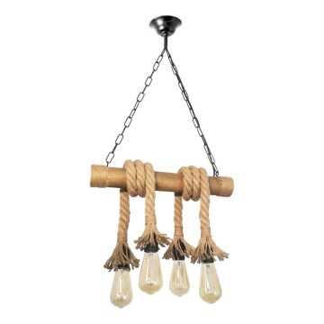Brilagi - Lámpara colgante con cadena KOS 4xE27/60W/230V haya
