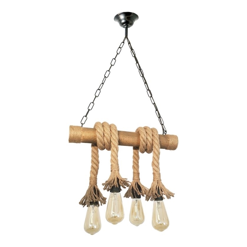 Brilagi - Lámpara colgante con cadena KOS 4xE27/60W/230V haya
