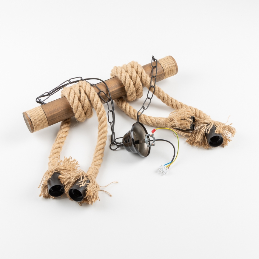 Brilagi - Lámpara colgante con cadena KOS 4xE27/60W/230V haya