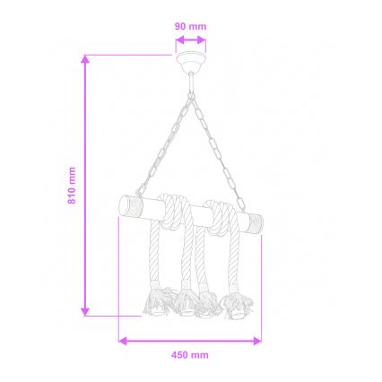 Brilagi - Lámpara colgante con cadena KOS 4xE27/60W/230V haya