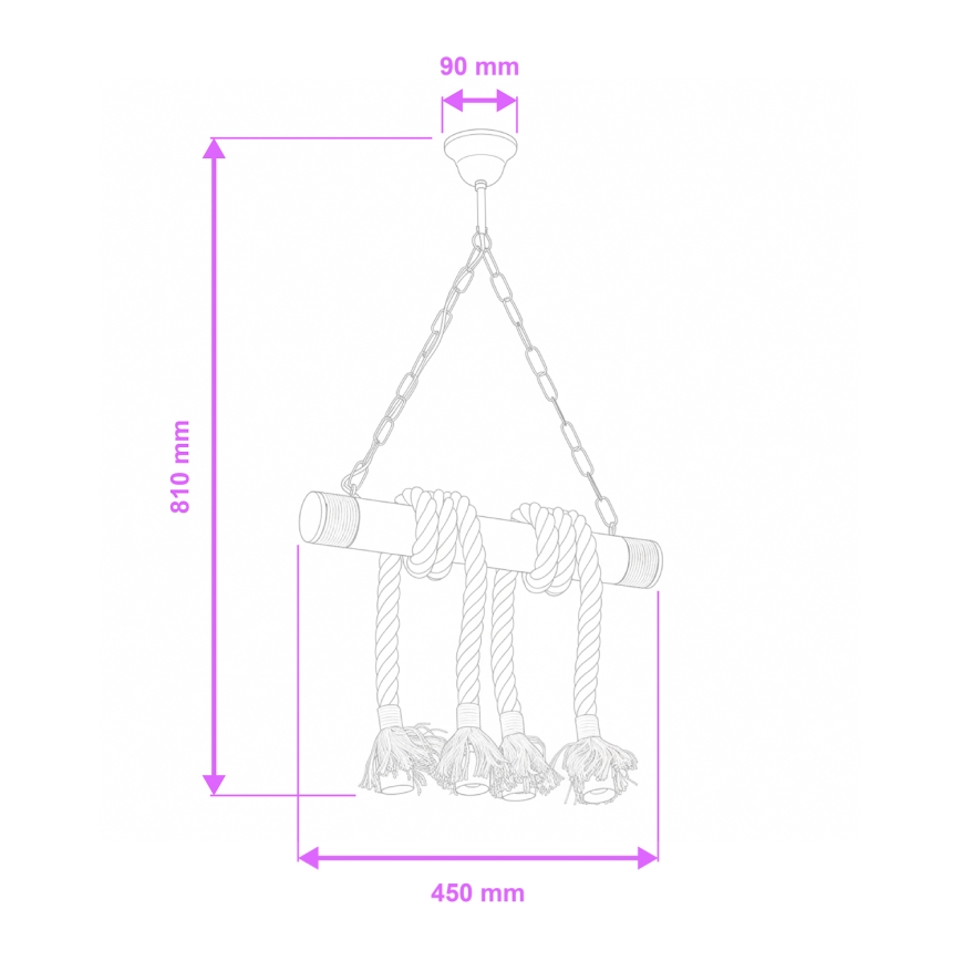 Brilagi - Lámpara colgante con cadena KOS 4xE27/60W/230V haya