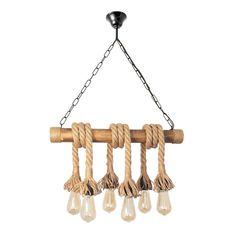 Brilagi - Lámpara colgante con cadena KOS 6xE27/60W/230V haya